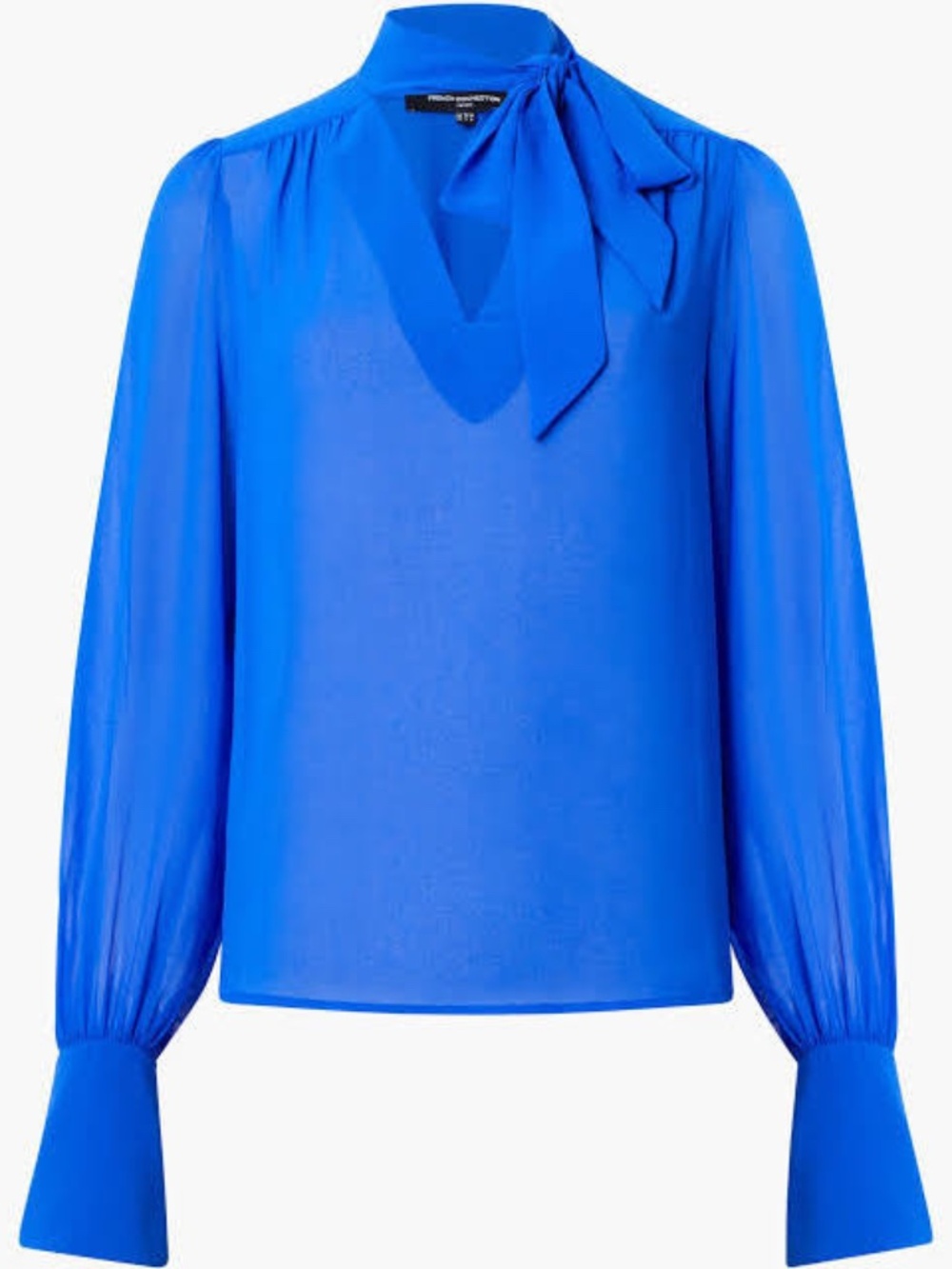 French Connection Eden Long Sleeve Tie Neck Blouse Sz M